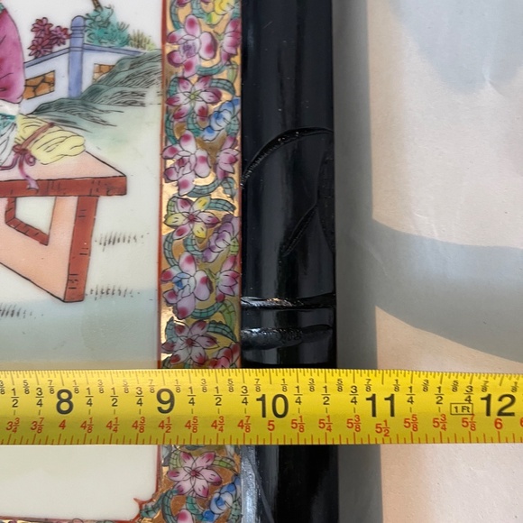 Framed Vintage Chinese Famille Rose Porcelain Plaque in Bamboo Style Frame - Picture 8 of 11